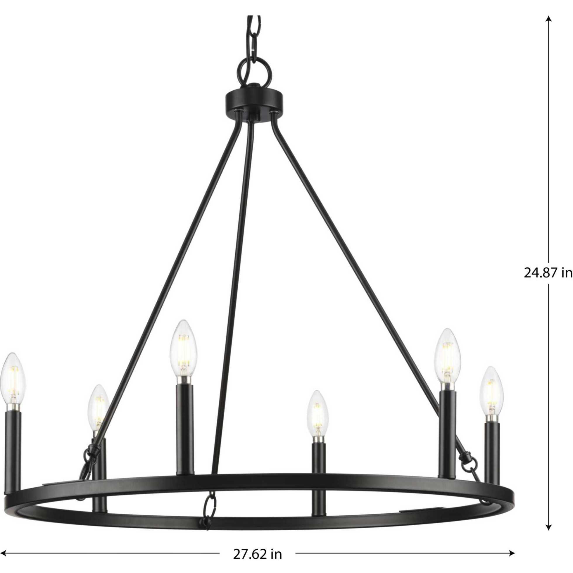 Gilliam 6 Light 27.62 inch Matte Black Chandelier Ceiling Light
