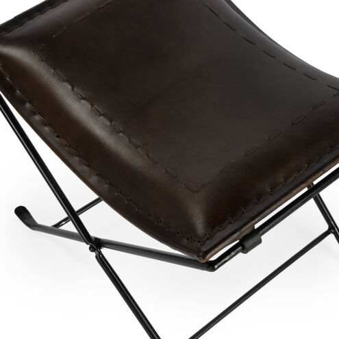 Melton Leather 21.5"W Accent Stool in Dark Brown
