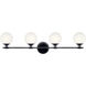 Benno 4 Light 34 inch Black Bath Bracket Wall Light, 4 Arm