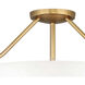Hathaway 4 Light 20.75 inch Heritage Brass Indoor Semi-Flush Mount Ceiling Light in Etched White