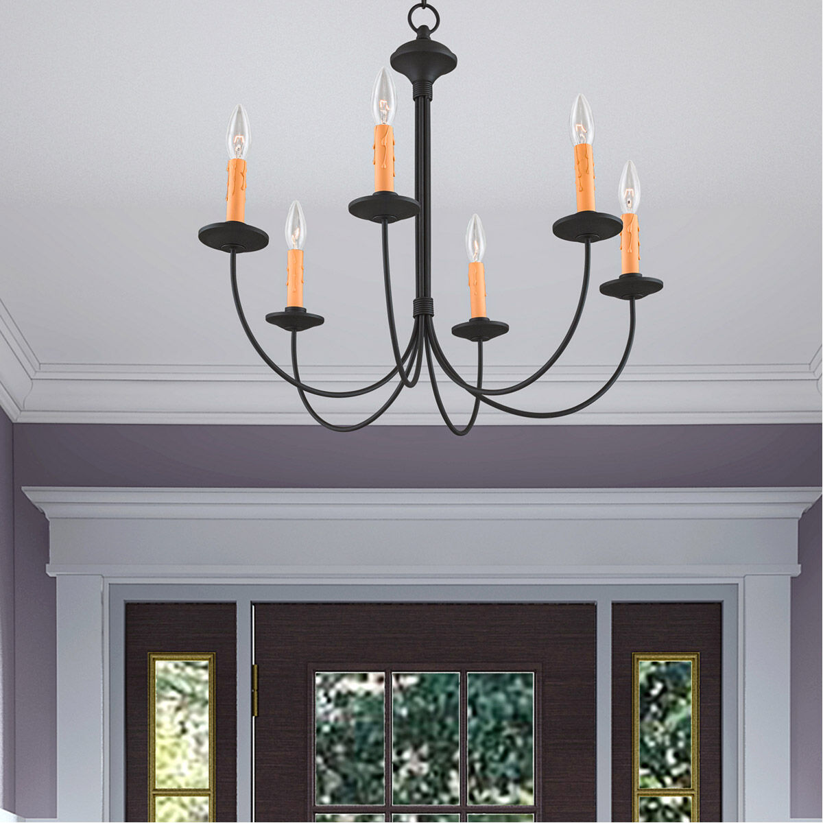 Heritage 6 Light 26 inch Black Chandelier Ceiling Light