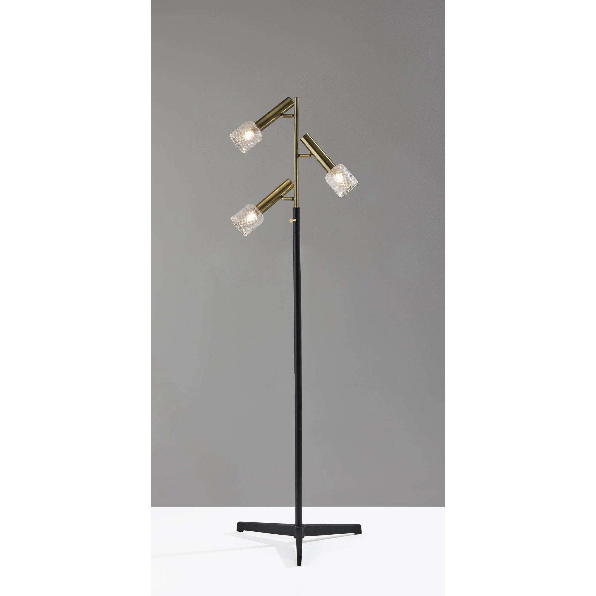Melvin 63 inch 3.00 watt Black and Antique Brass Floor Lamp Portable Light