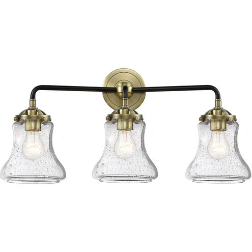 Nouveau Bellmont 3 Light 24 inch Oil Rubbed Bronze Bath Vanity Light Wall Light in Seedy Glass, Nouveau