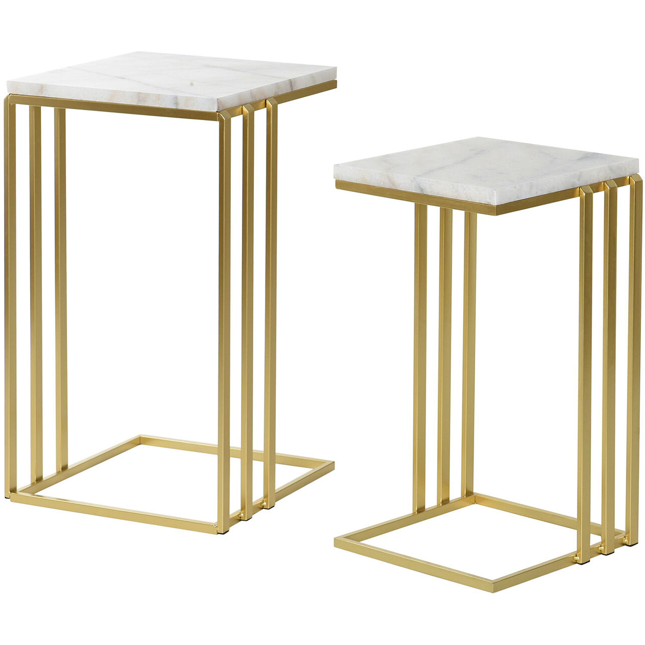 Marble Antique Gold and White End Table
