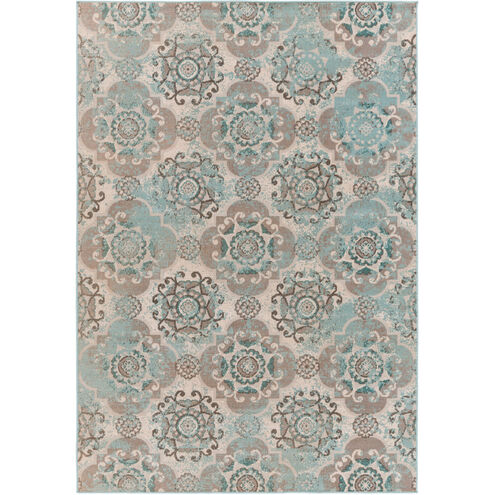 Mavrick 90 X 63 inch Teal/Taupe/Black/Beige Rugs in 5 x 8, Polypropylene