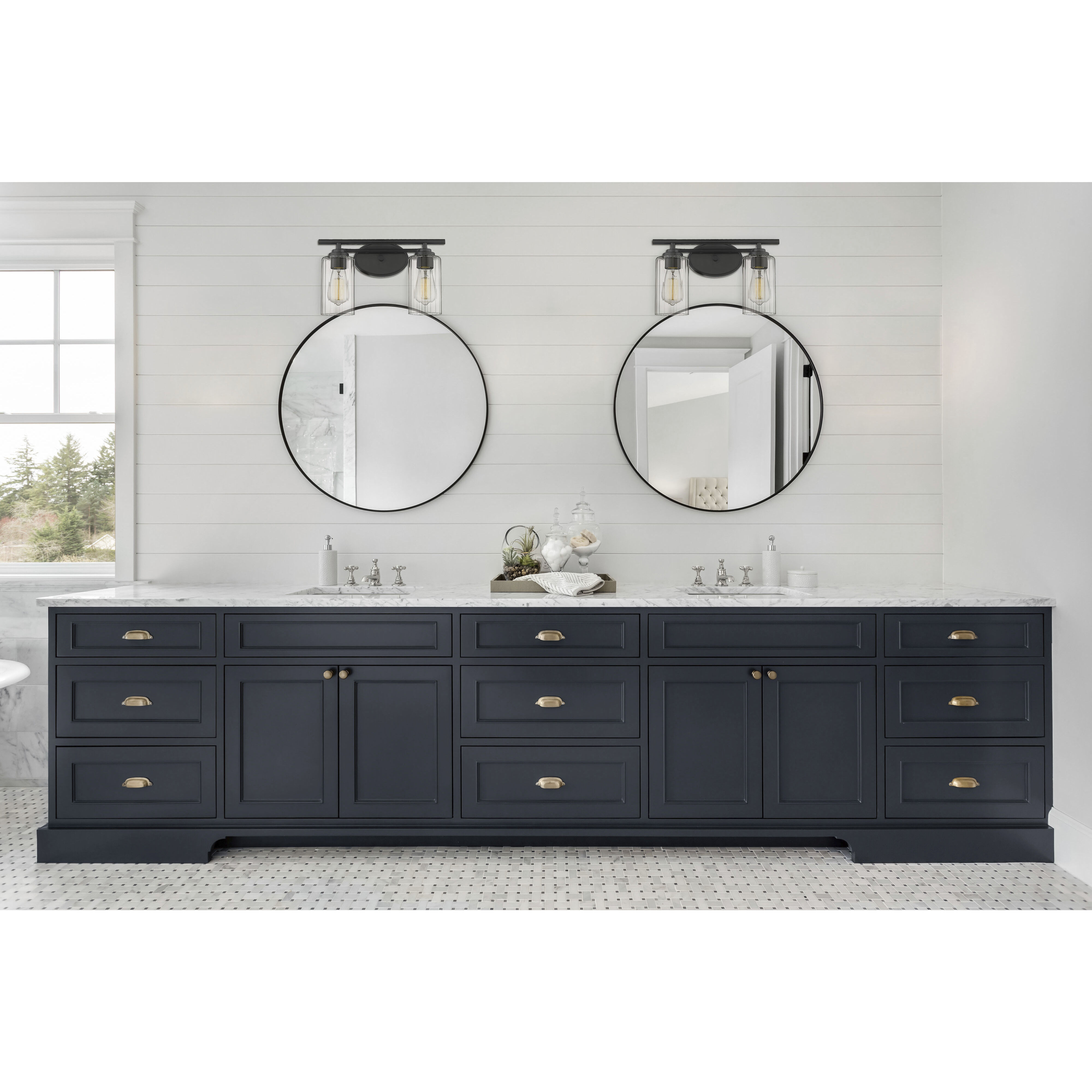 Auralume Ice 2 Light 15 inch Matte Black Bath Vanity Light Wall Light in Incandescent