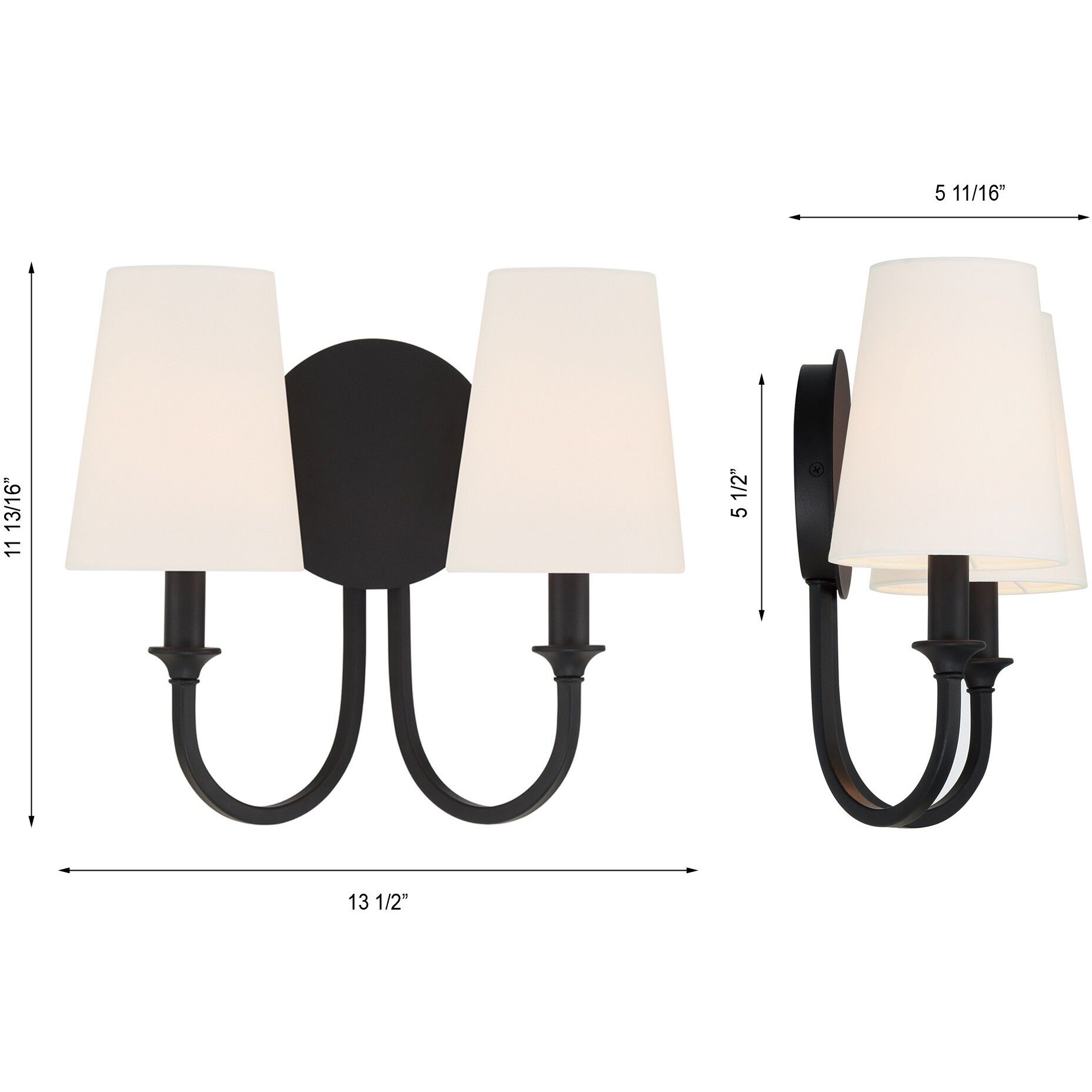 Payton Bath Wall Light in Black Forged