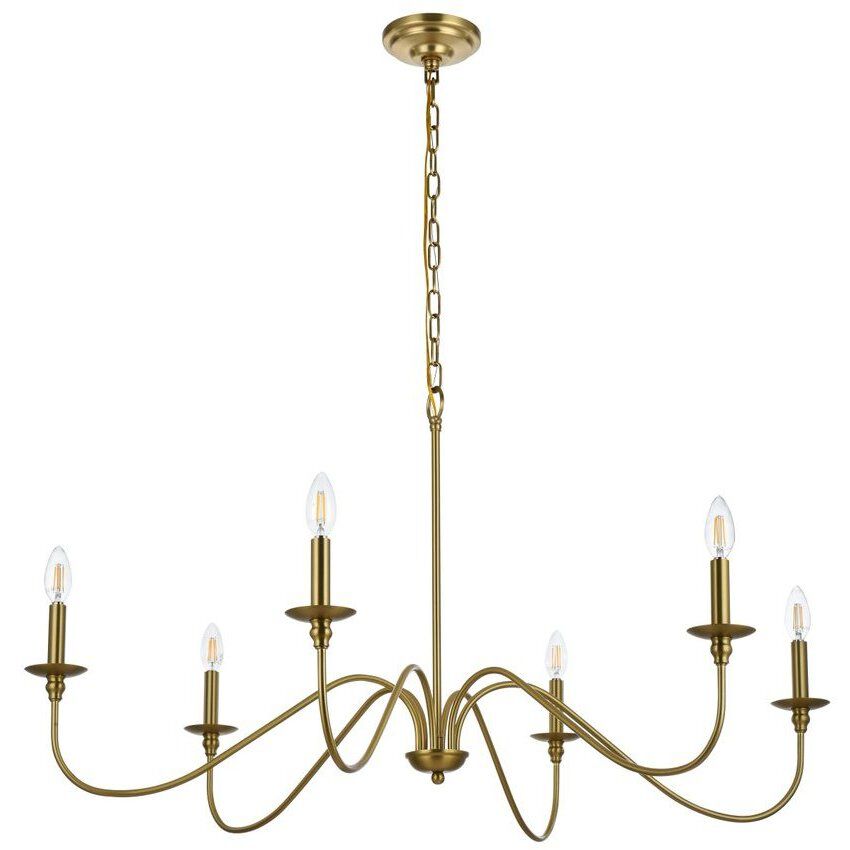 Rohan 6 Light 42 inch Satin Gold Chandelier Ceiling Light