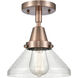 Franklin Restoration Caden 1 Light 8 inch Antique Copper Flush Mount Ceiling Light in Seedy Glass