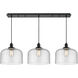 Whitney X-Large Bell 3 Light 36 inch Matte Black Linear Pendant Ceiling Light, Whitney