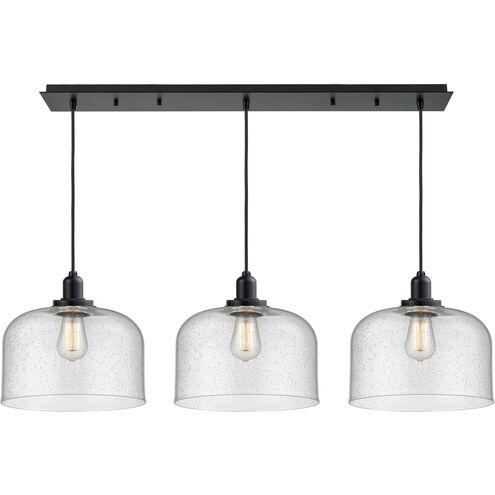 Whitney X-Large Bell 3 Light 36 inch Matte Black Linear Pendant Ceiling Light, Whitney