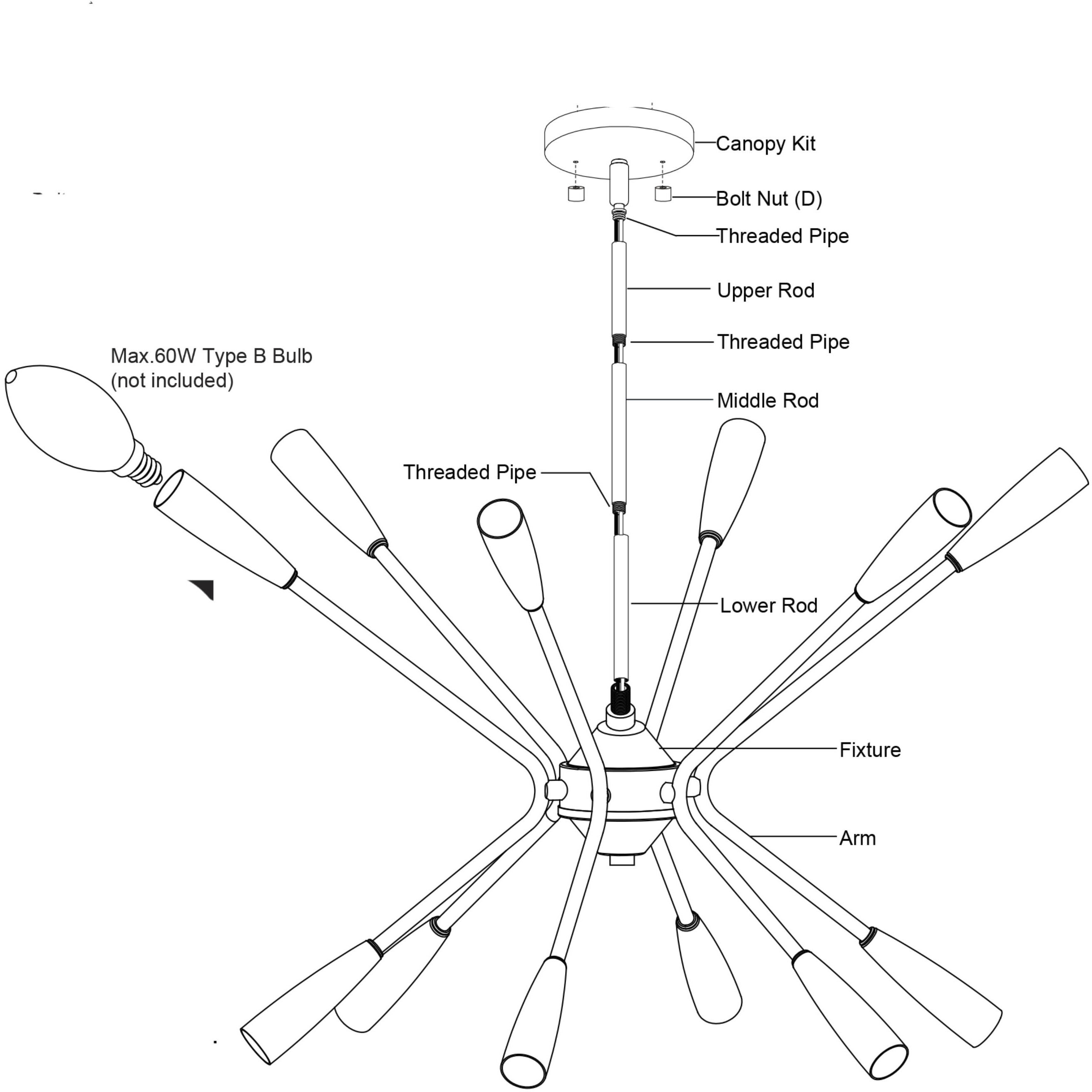 Ellis LED 25.25 inch Matte Black and Satin Brass Pendant Ceiling Light