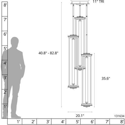 Athena Triple LED 20.1 inch Bronze Pendant Lantern Ceiling Light, Tall