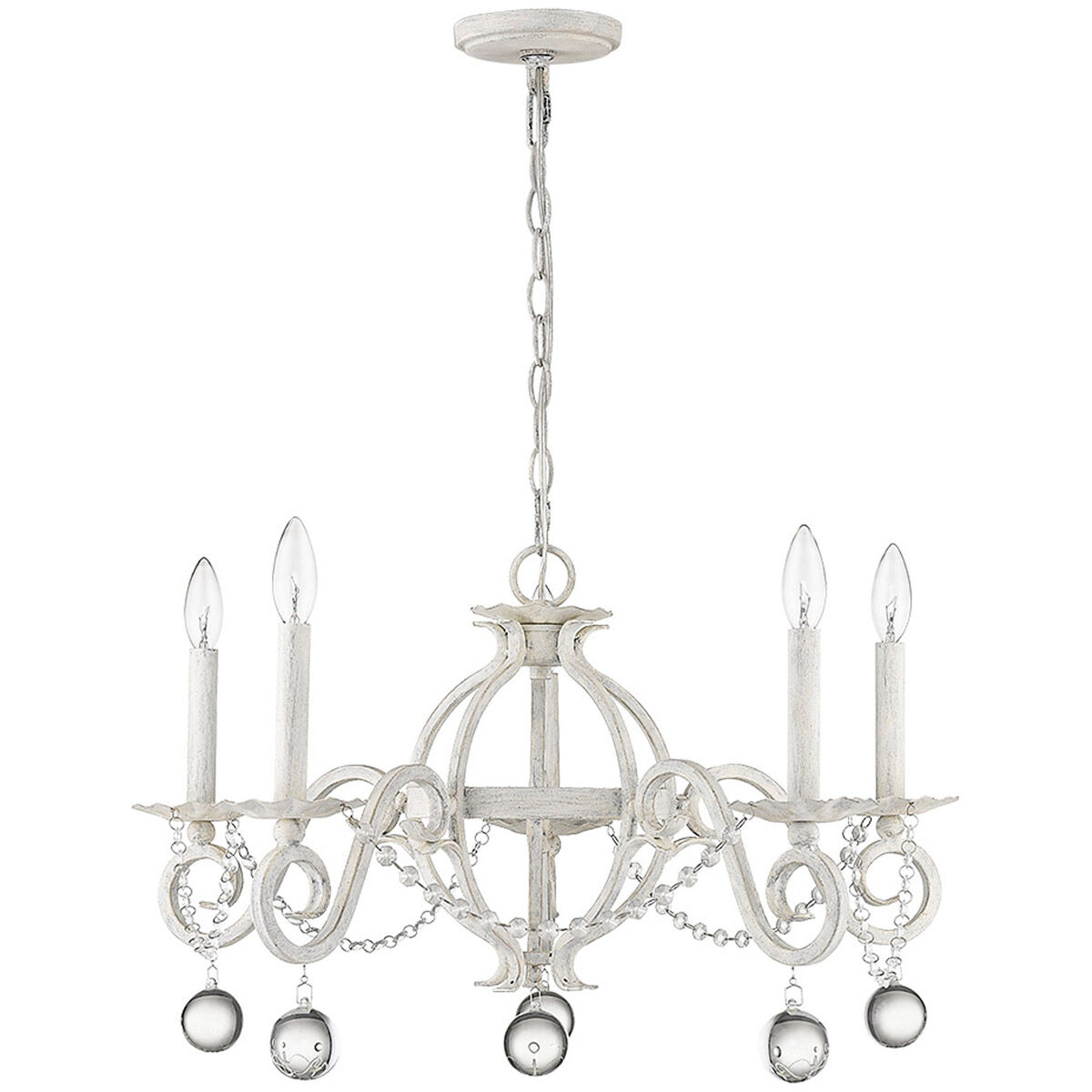 Callie 5 Light 26 inch Country White Chandelier Ceiling Light