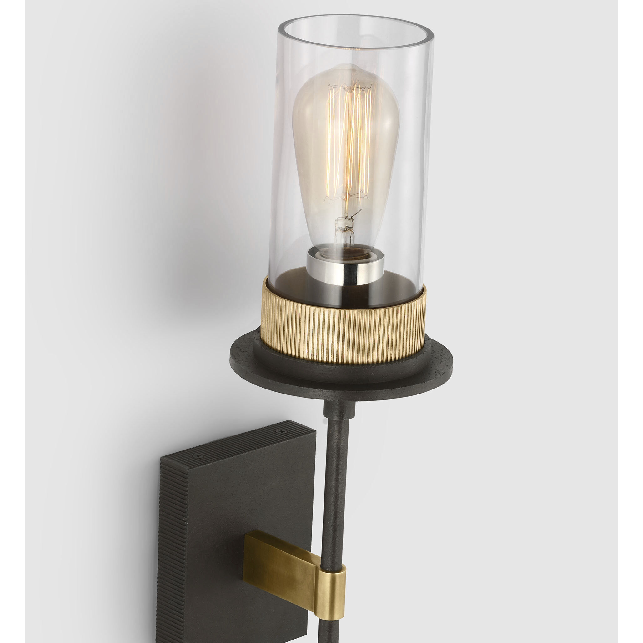 Ray Booth Beza LED 5.25 inch Warm Iron and Antique Brass Tail Sconce Wall Light, Medium