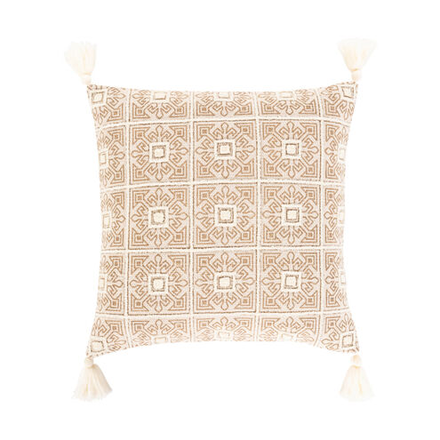 Parisa 20 X 20 inch Cream/Camel Pillow Cover