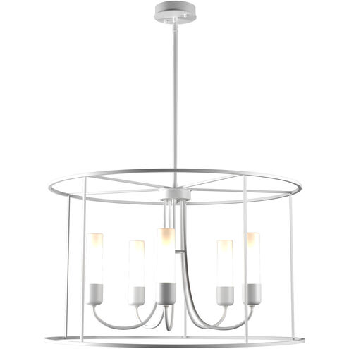 Portico 5 Light 32 inch White Outdoor Pendant in Opal, Drum