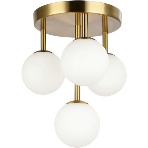 Megallan 4 Light 10.75 inch Aged Brass Flush Mount Ceiling Light