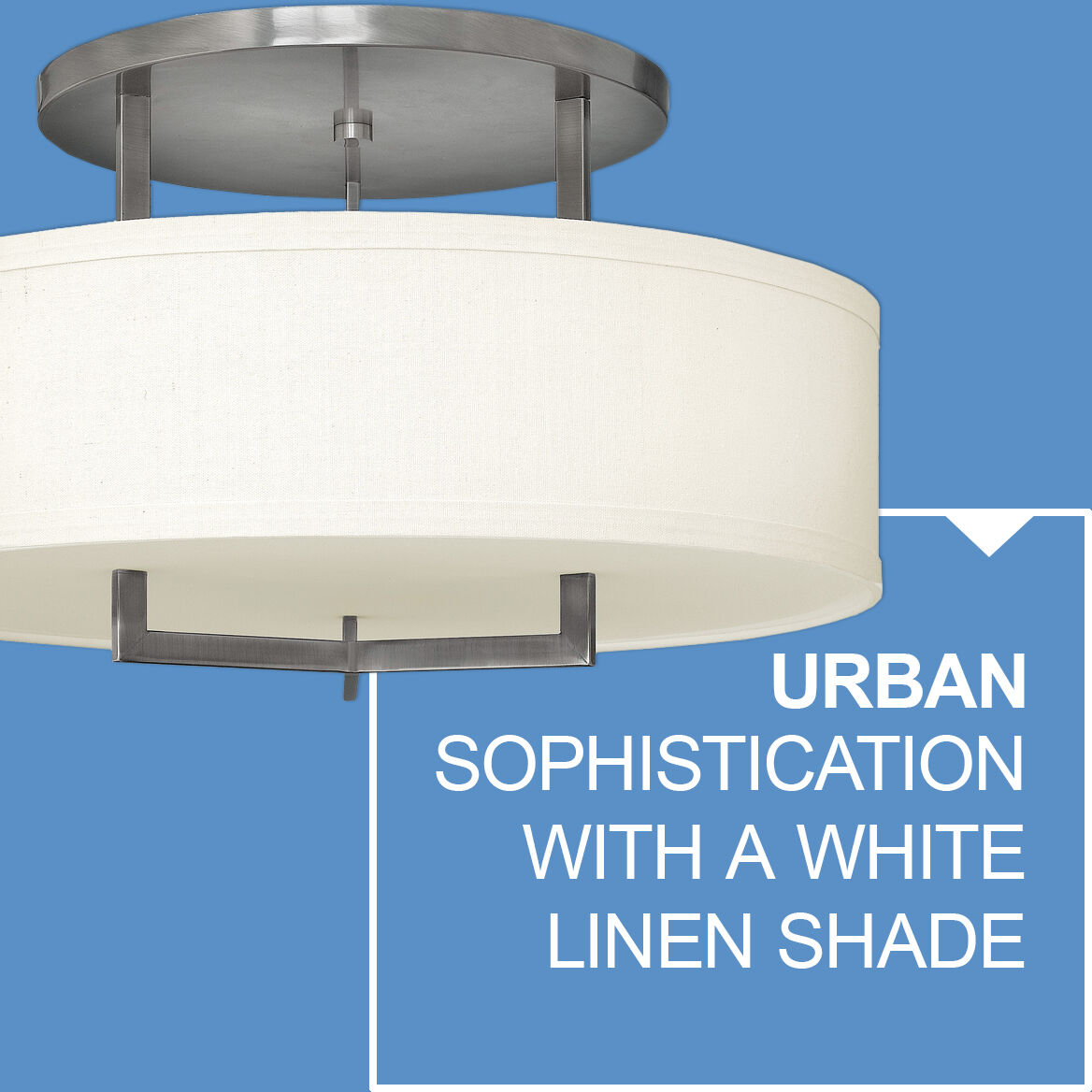 Hampton 3 Light 26 inch Antique Nickel Indoor Semi-Flush Mount Ceiling Light in Non-LED