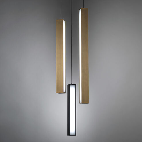 Chaos LED 12 inch Black Aged Brass Multi-Light Pendant Ceiling Light in 3, 12in., Black Aged Brass/Black