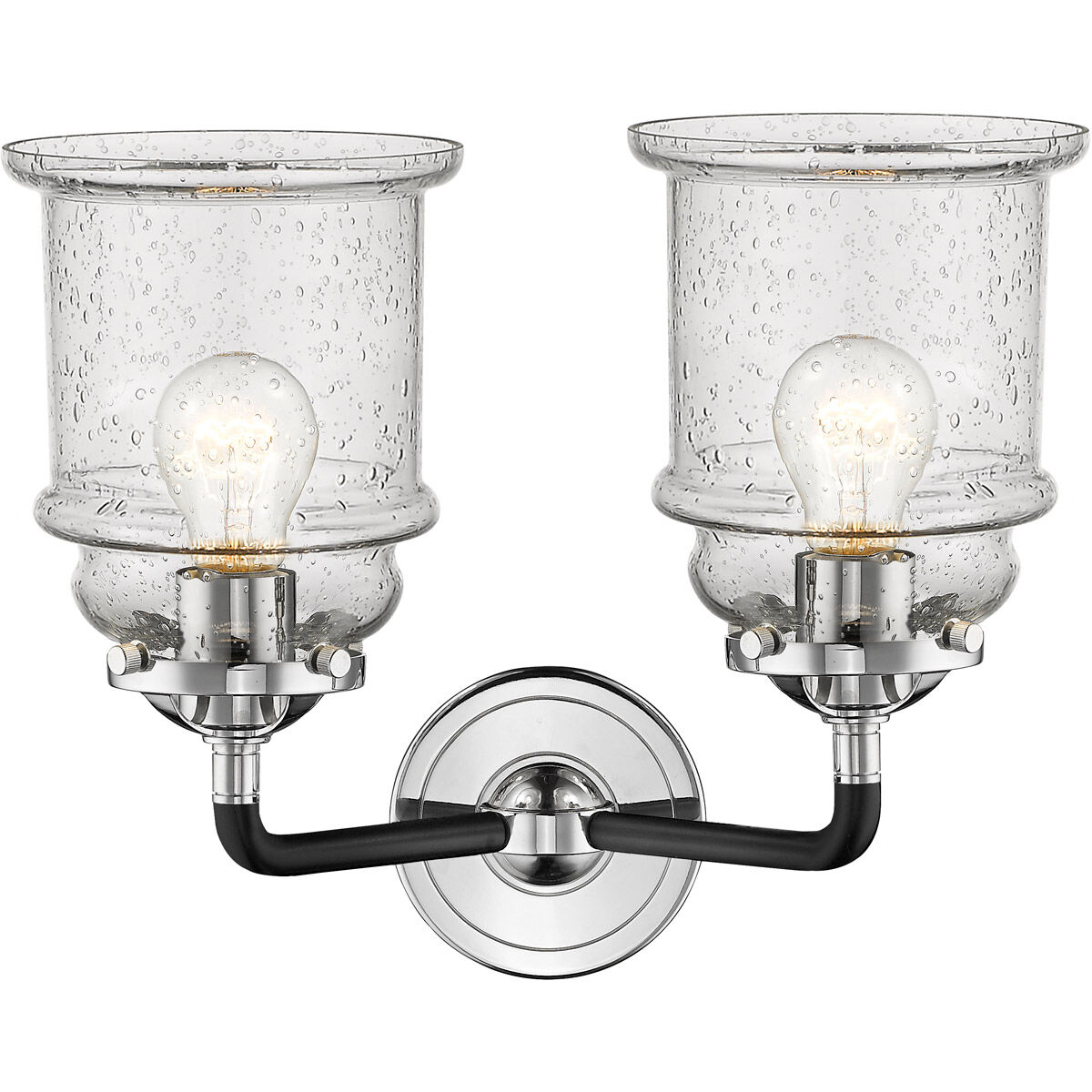 Nouveau Canton 2 Light 14 inch Black Polished Nickel Bath Vanity Light Wall Light in Seedy Glass, Nouveau