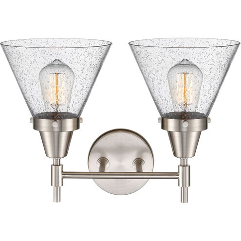 Caden 2 Light 17 inch Satin Nickel Bath Vanity Light Wall Light in Seedy Glass