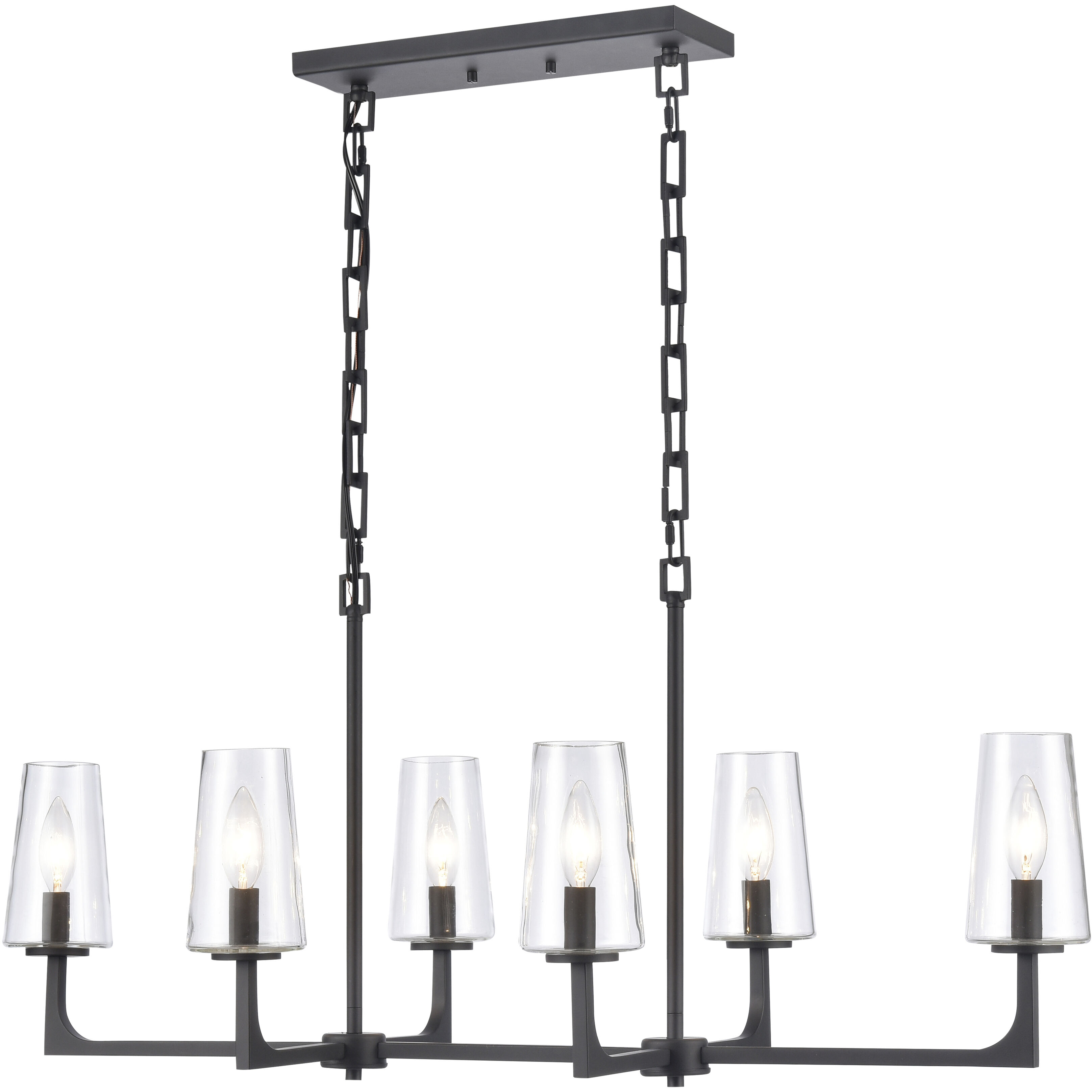 Fitzroy 6 Light 36 inch Matte Black Linear Chandelier Ceiling Light