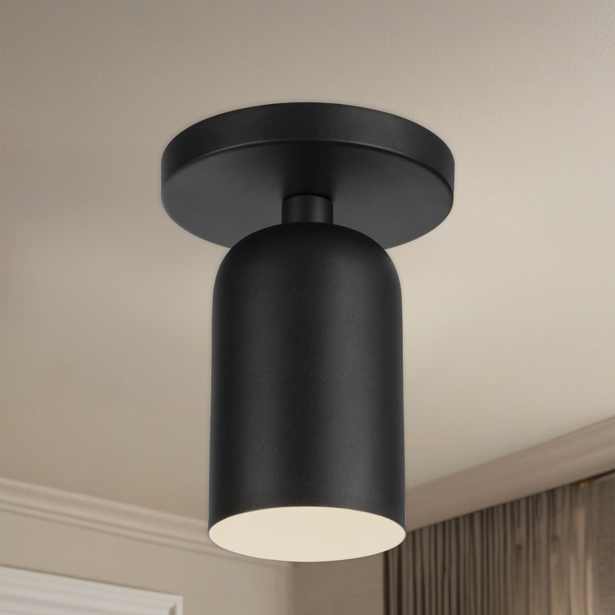 Nola 1 Light 3.63 inch Black Semi-Flush Mount Ceiling Light in Matte Opal Glass