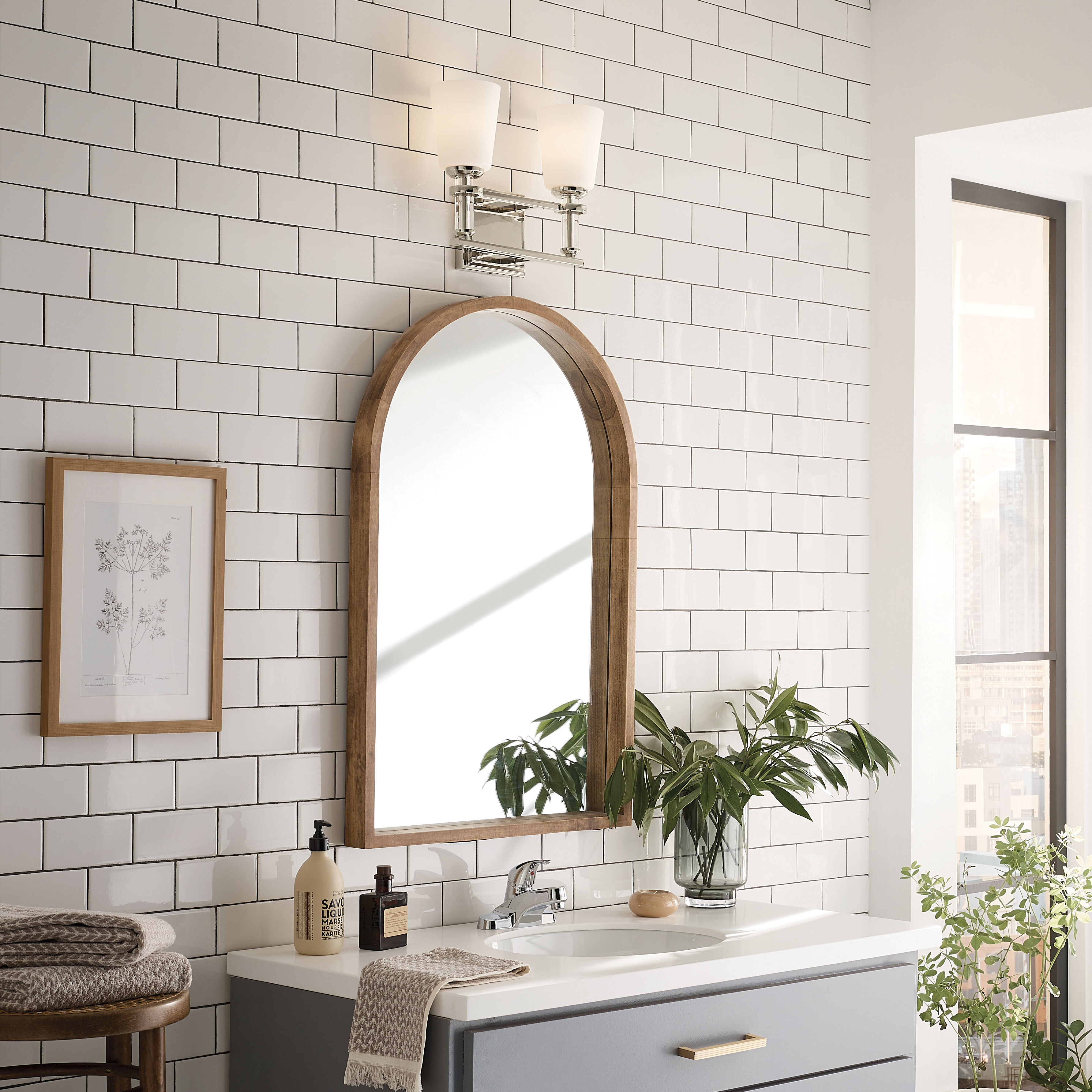 Rosalind 2 Light 14.25 inch Polished Nickel Bath Vanity Light Wall Light