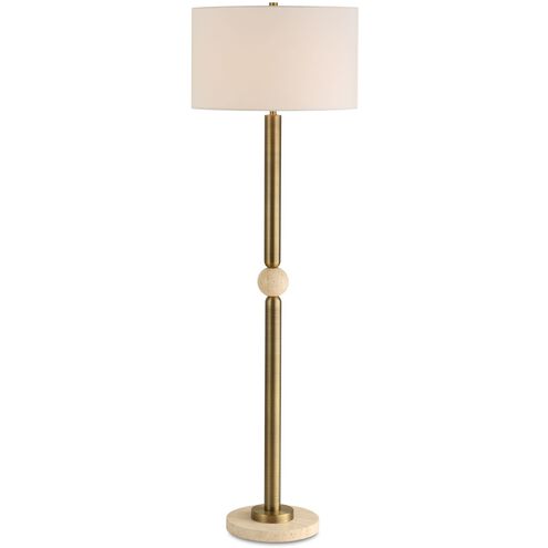 Hudson 61.5 inch 150.00 watt Gold and Travertine Floor Lamp Portable Light