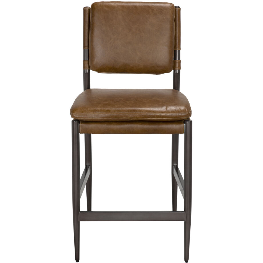 Wooster 40.5 inch Steel Grey Powder Coat and Cuba Brown Counter Chair