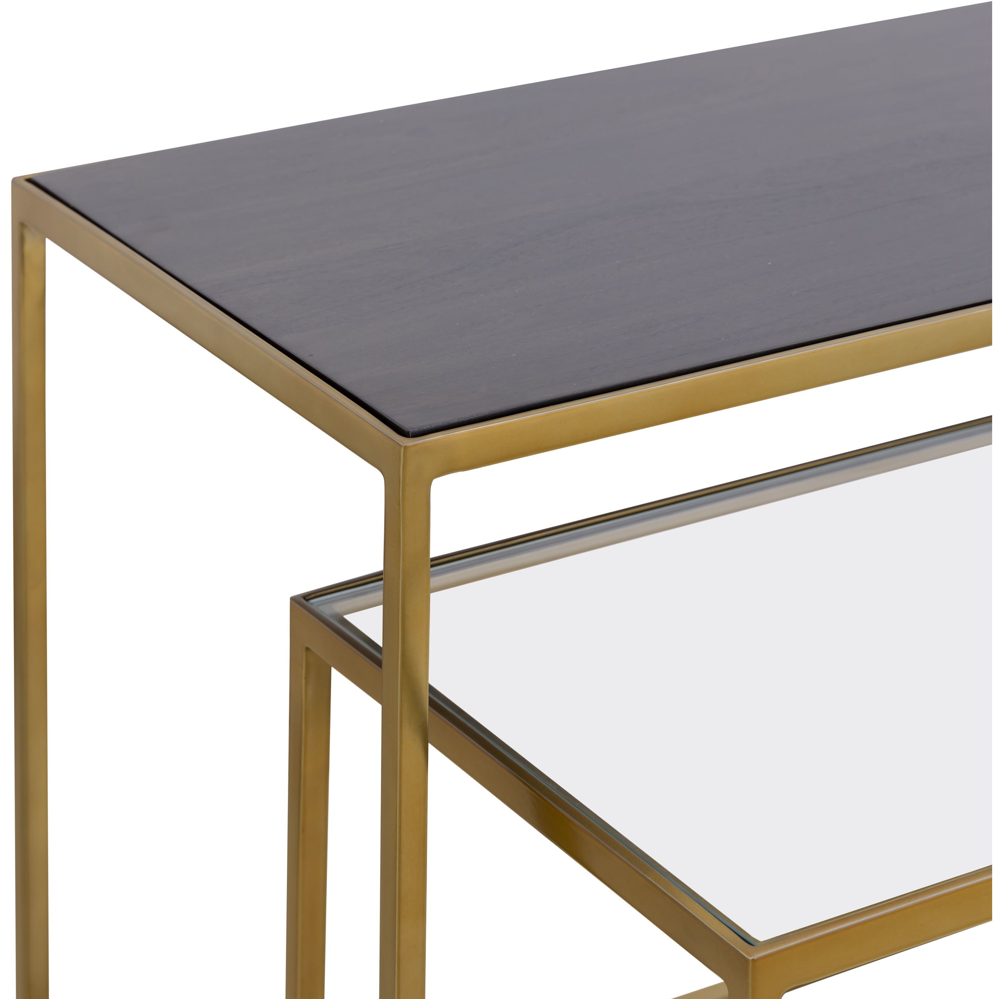 Carrick 52 X 15 inch Dark Brown with Brass and Clear Nesting Console Table, Set of 3