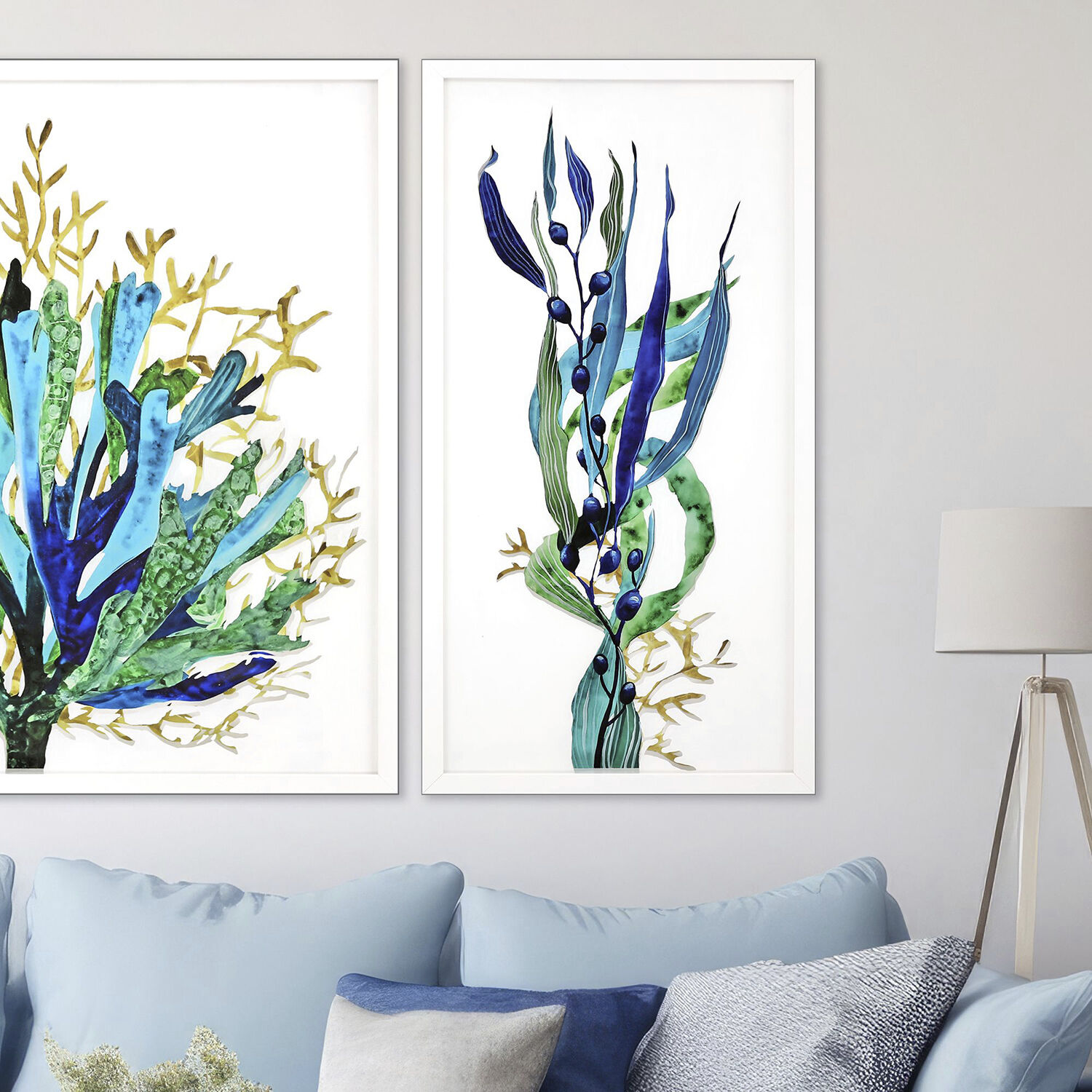 Sea Life Blue and Green and Multi and Turquoise Framed Art, The Studio