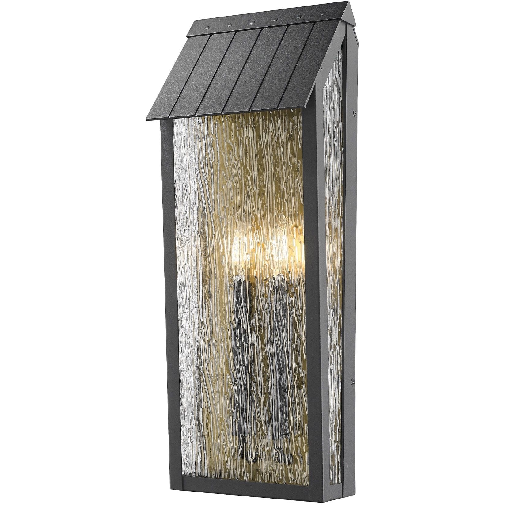 Point 2 Light 21.5 inch Black and Brass Outdoor Wall Sconce
