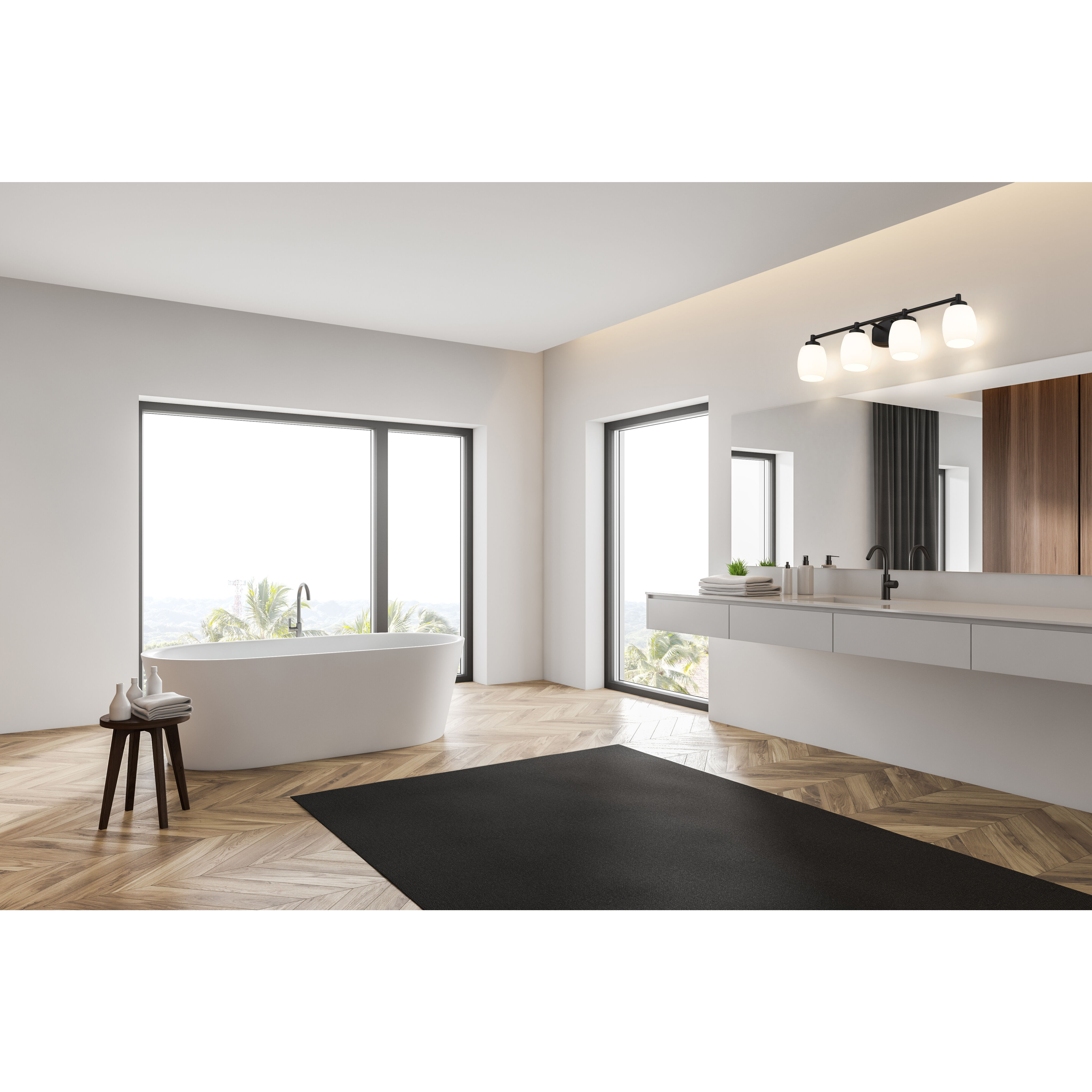 Kendrick 4 Light 31.25 inch Matte Black Bath Vanity Light Wall Light