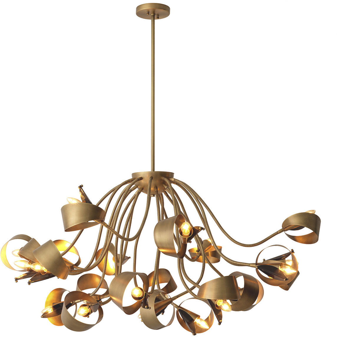 Corrientes 21 Light 51.18 inch Antique Brass with Grey Acrylic Chandelier Ceiling Light
