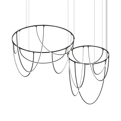 Suspenders LED 82 inch Satin Black and Frosted Chandelier Ceiling Light