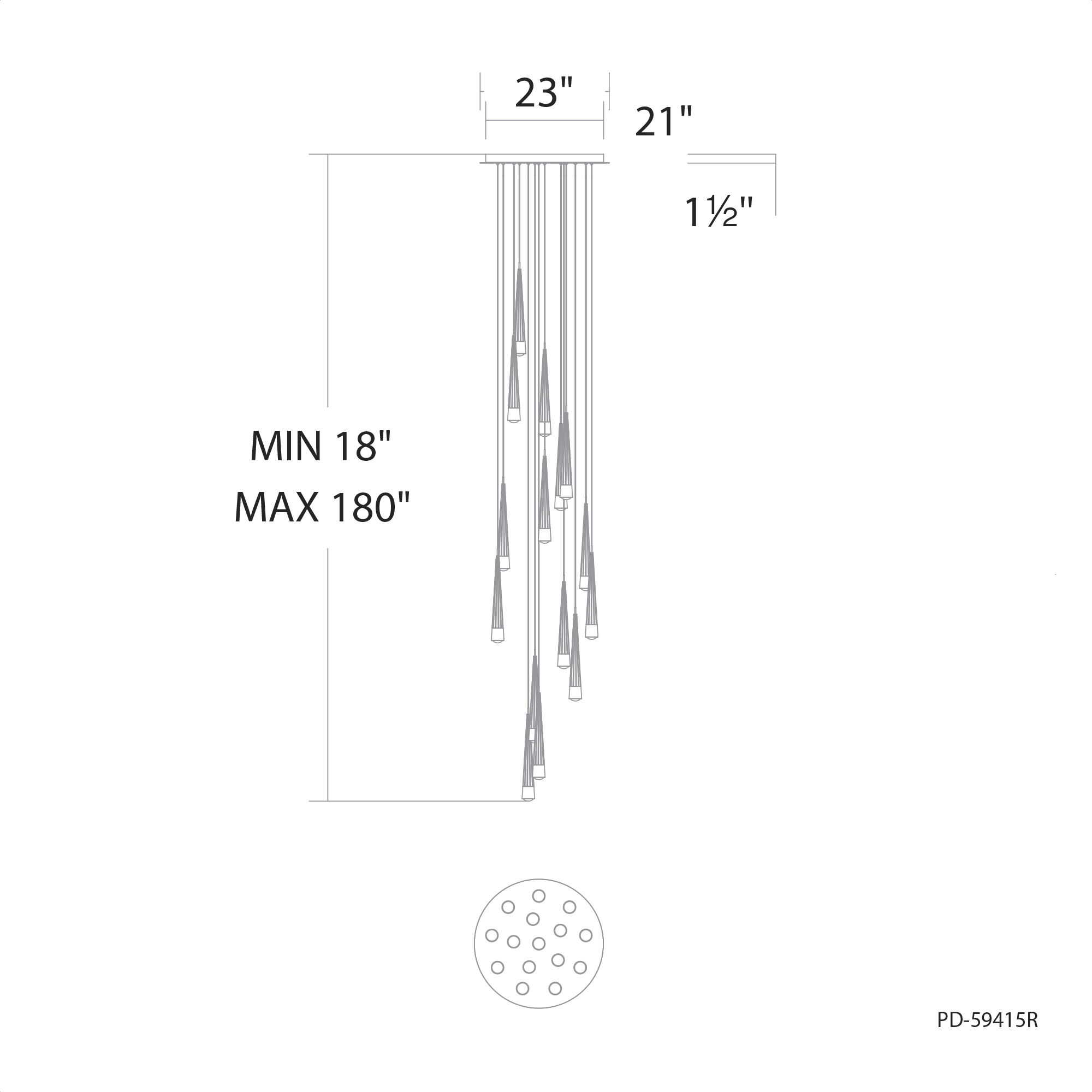 Quill LED 23 inch Chrome Multi-Light Pendant Ceiling Light, dweLED