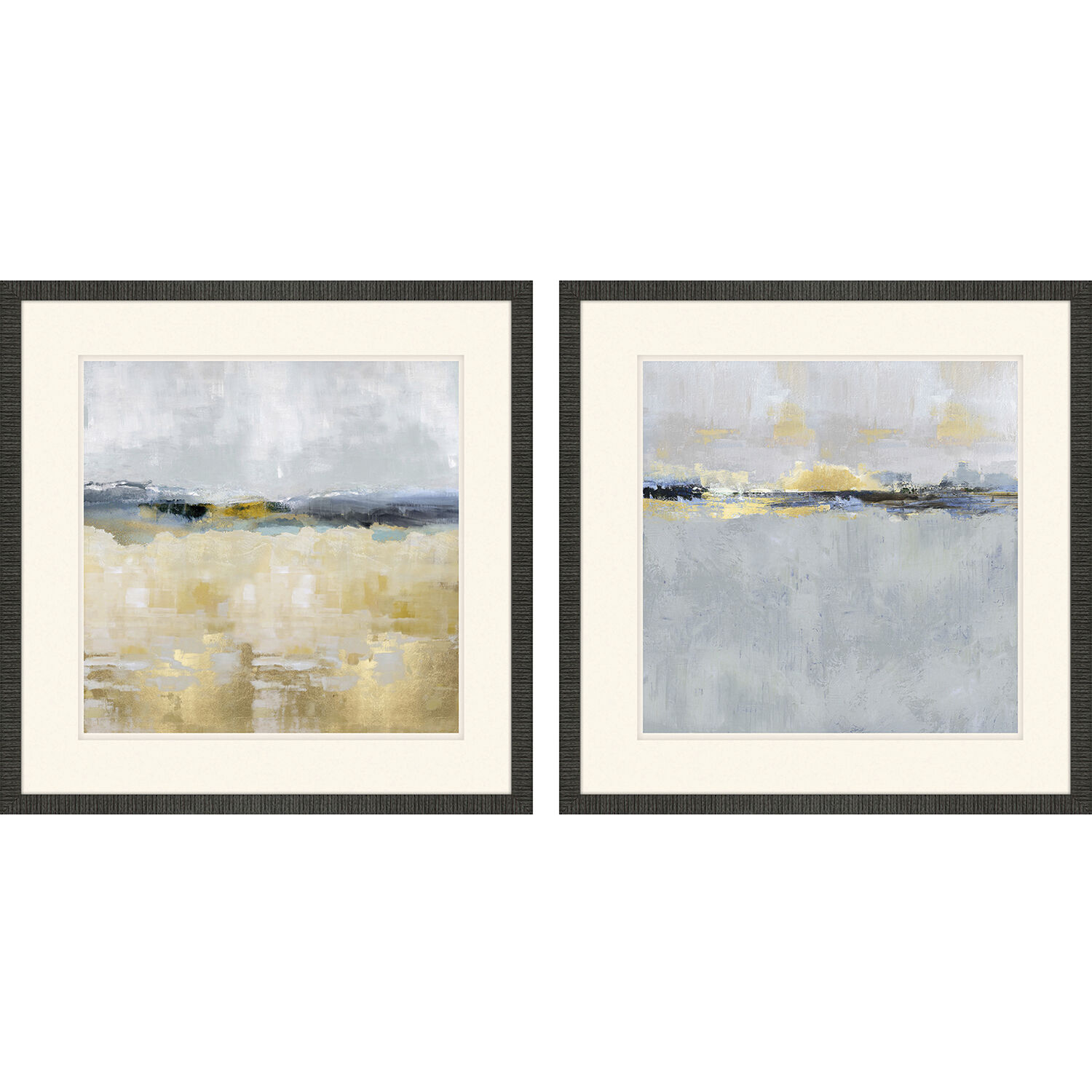 Gentle Horizon Blue and Green and Gray and Metallic Framed Art