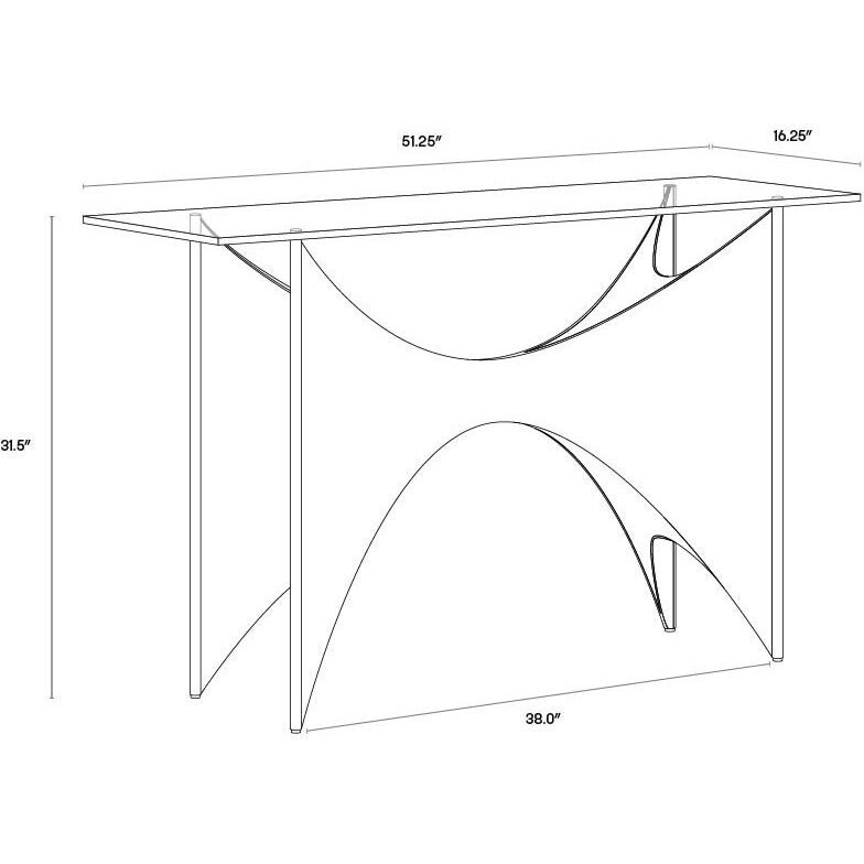 London 51.25 X 16.25 inch Smoked / Gold Console Table