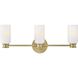 Naomi 3 Light 24 inch Lacquered Brass Bath Light Wall Light in Cased Opal