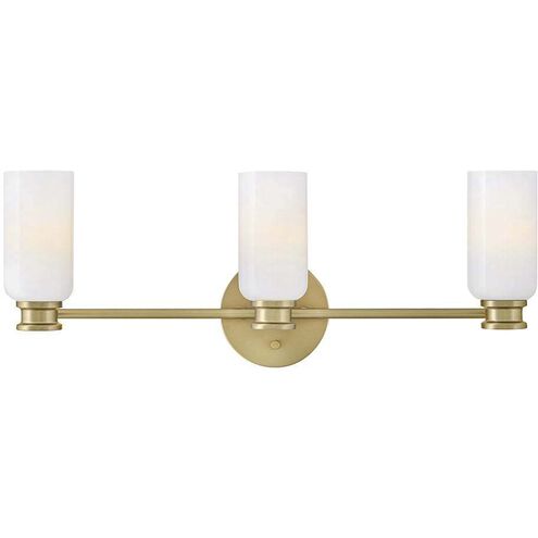Naomi 3 Light 24 inch Lacquered Brass Bath Light Wall Light in Cased Opal