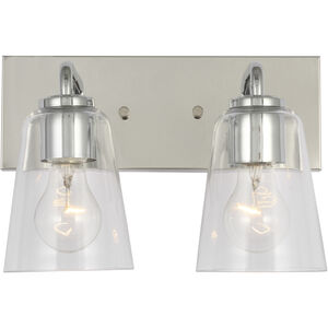 Miles 2 Light 12 inch Chrome Vanity Light Wall Light, Medium