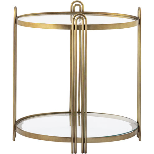 Arch 26 X 23 inch Aged Brass and Clear Accent Table
