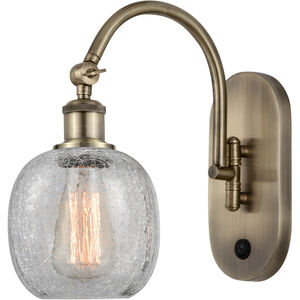 Ballston Belfast LED 6 inch Antique Brass Sconce Wall Light in Clear Crackle Glass