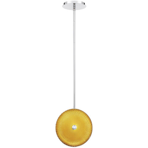 Caledonia LED 7 inch Chrome Pendant Ceiling Light in Yellow, Small