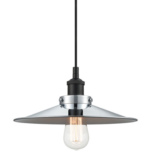Bulstrode's Workshop 1 Light 12 inch Black Pendant Ceiling Light in Black and Chrome