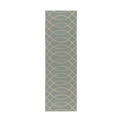 Courtyard 96 X 30 inch Blue and Neutral Indoor Area Rug, Polypropylene