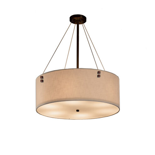 Textile LED 24 inch Polished Chrome Pendant Ceiling Light in 4200 Lm LED, Pair of Squares, White