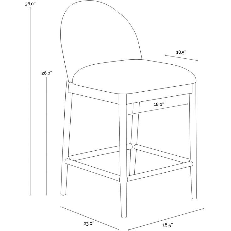 Calandri 36 inch Greige / Louis Cream Outdoor Counter Stool in Natural / Louis Cream